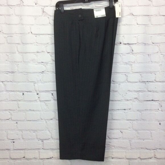 Avenue Modern Fit Crop Pant Women's Sz 14 Light Academia Gray Pin Striped Cuffed - Picture 1 of 9